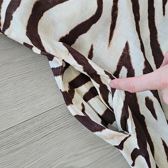 Lauren Ralph Lauren Linen Animal Print Button Front Fit And Flare Dress, Sz 10 - Picture 10 of 16